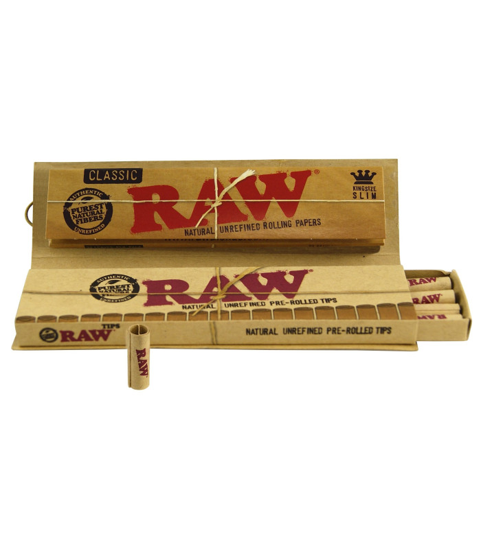 RAWTHENTIC RAW ROLLING PAPER KING SIZE ROLL KIT -ROLLER +PAPERS +TIPS